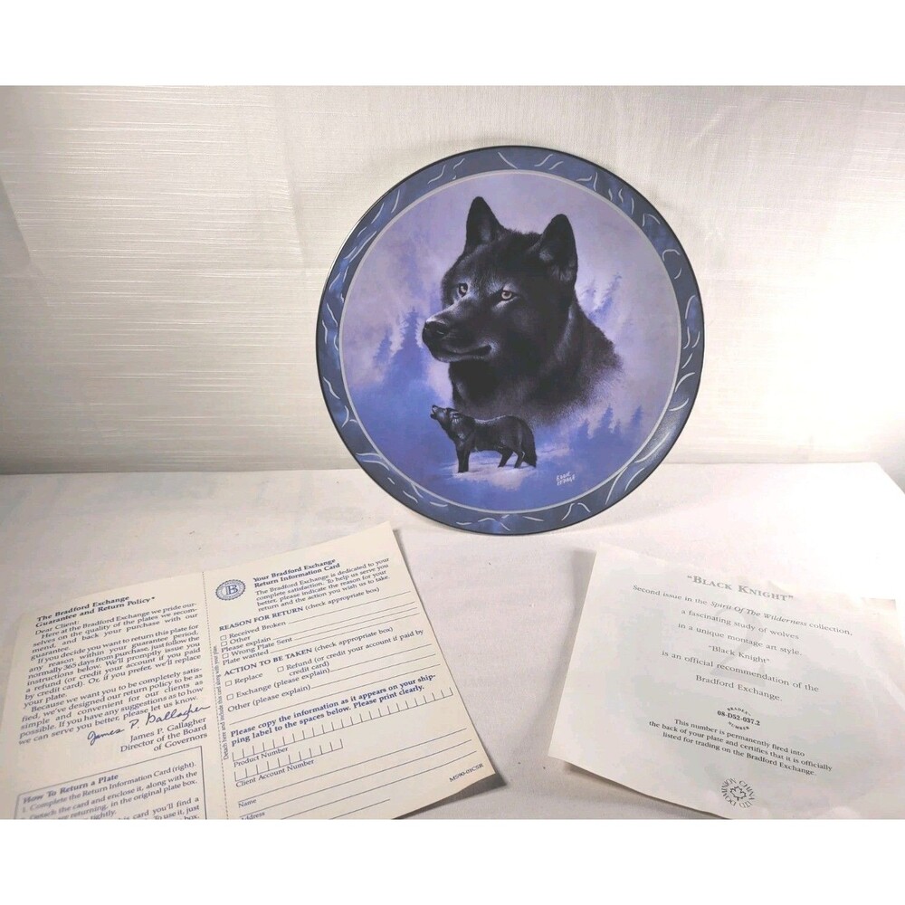 BLACK KNIGHT Plate Spirit of the Wilderness #2 Wolf Wolves Bradford Exchange